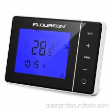 Floureon Digital Large Screen LCD Display Electric Heating Thermostat with Blue Backlight HY01WE Black