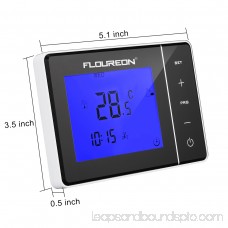 Floureon Digital Large Screen LCD Display Electric Heating Thermostat with Blue Backlight HY01WE Black
