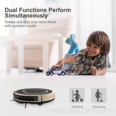 Robot Vacuum Cleaner, Robotic Vacuum Cleaner with Smart Mopping and Water Tank, Self-charging & Drop-sensing Technology, High Suction and HEPA Style Filter for Pet Fur and Allergens