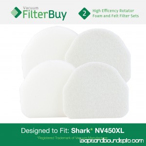 2 - Shark NV480 & NV450 Replacement Foam & Felt Filter Kits, Part #XFF450. Designed by FilterBuy to fit Shark Rocket Professional Upright NV480 Vacuums