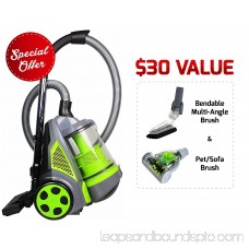 Ovente Cyclonic Bagless Canister Vacuum with Hepa Filter, Multi-Angle Brush and Sofa/Pet Brush, Green (ST2620G)