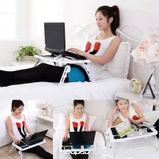 Adjustable lapt op Table With Cooling Fan With Mouse Pad Adjustable Foldable lapt op Notebook Computer Table Cooler Bed Tray Radiating Cooling Stand With Cooling Fan Mouse Pad, White & Black