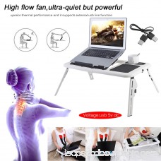 Adjustable lapt op Table With Cooling Fan With Mouse Pad Adjustable Foldable lapt op Notebook Computer Table Cooler Bed Tray Radiating Cooling Stand With Cooling Fan Mouse Pad, White & Black