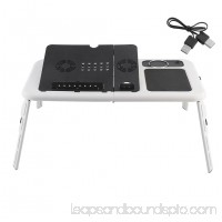 Adjustable lapt op Table With Cooling Fan With Mouse Pad Adjustable Foldable lapt op Notebook Computer Table Cooler Bed Tray Radiating Cooling Stand With Cooling Fan Mouse Pad, White & Black   