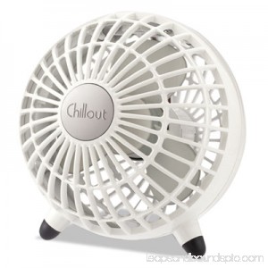 Chillout USB/AC Adapter Personal Fan, White, 6Diameter, 1 Speed, Sold as 1 Each