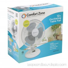Comfort Zone 12'' Oscillating Table 3-Speed Fan, Model #CZ121, White 552692467