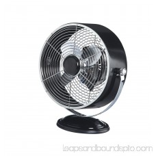 DecoBREEZE Retro Fan Air Circulator Table Fan with Full Pivot Fan Head, Black 566235234