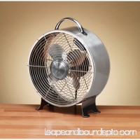 DecoBREEZE Retro Table Fan Air Circulator Fan, Brushed Stainless   566232867