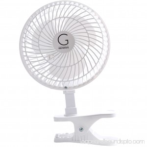 Genesis 6-Inch Clip-On Fan - Convertible Table-Top & Clip Fan, Fully Adjustable Head, Two Quiet Speeds - White 569820176