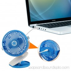 GPCT Clip-On Desk Personal Quiet Table Fan. Energy Efficient/Micro USB Powered Cooling Office Desktop Fan- Traveling/Camping/Fishing/Hiking/Backpacking/BBQ/Baby Stroller/Picnic/Biking/Boating (Blue)