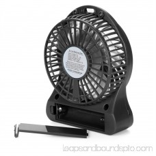 HarmonLLy Portable Rechargeable LED Light Fan Air Cooler Mini Desk USB 18650 Battery Fan Blue