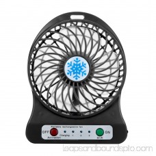 HarmonLLy Portable Rechargeable LED Light Fan Air Cooler Mini Desk USB 18650 Battery Fan Black