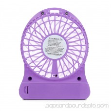 HarmonLLy Portable Rechargeable LED Light Fan Air Cooler Mini Desk USB 18650 Battery Fan Purple