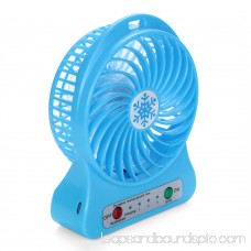 HarmonLLy Portable Rechargeable LED Light Fan Air Cooler Mini Desk USB 18650 Battery Fan White
