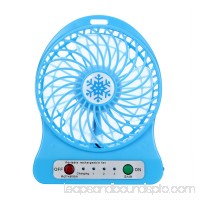 HarmonLLy Portable Rechargeable LED Light Fan Air Cooler Mini Desk USB 18650 Battery Fan Blue   