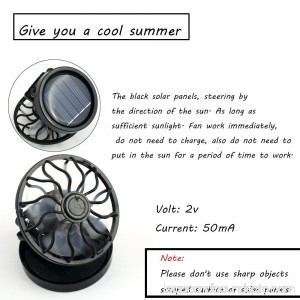 New Portable Mini Fun Energy Saving Clip-on Solar Cell Fan Sun Power energy Panel Cooling For Traveling /Fishing/Climbing Black