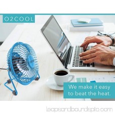 O2COOL 4 USB Personal Desk Fan – Portable Mini Table Cooling Fan - Plugs into Computer - Adjustable 360° Tilt, Quiet, Rubber Grip Feet - Blue