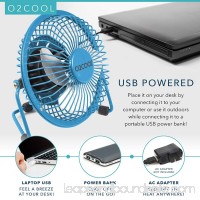 O2COOL 4" USB Personal Desk Fan – Portable Mini Table Cooling Fan - Plugs into Computer - Adjustable 360° Tilt, Quiet, Rubber Grip Feet - Blue   