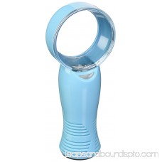 TruePower Battery Operated Cordless Mini Portable Bladeless Fan w/7 Color Changing LED Lamp - Blue