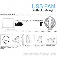 YKS 7-inch Portable USB Clip-on Fan 360 Degree Rotatation Desk Fan(White)