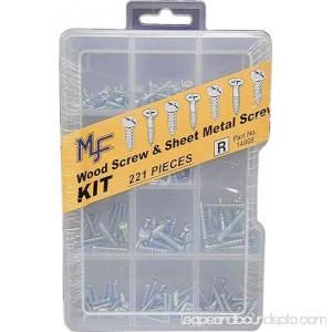 Midwest Fastener Corp 221pc Wood and Sheet Metal Screwdriver, Assortment Kit 551975423