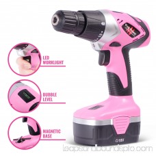 Pink Power 18V Cordless Drill Driver & Electric Screwdriver Combo Kit with 20 inch Tool Bag