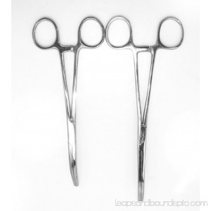 New 2pc Set 8 + 10 Curved Hemostat Forceps Locking Clamps Stainless Steel