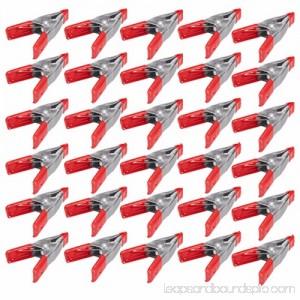 Wideskall® 2 inch Mini Metal Spring Clamps w/ Red Rubber Tips Clips (Pack of 30)