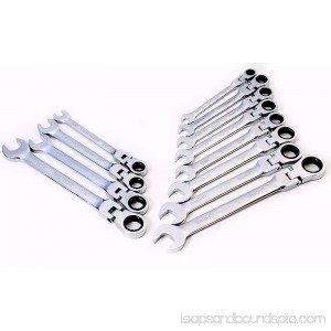 12PC FLEX Head Ratchet Combination Wrench Tool Set, SAE