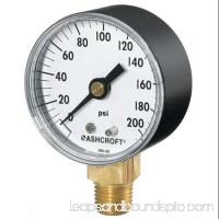 ASHCROFT 1005PH Gauge,Pressure,0 to 400 psi,Lower,ABS   