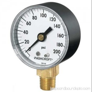 ASHCROFT 1005PH Gauge,Pressure,0 to 400 psi,Lower,ABS