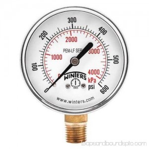 WINTERS PEM204LF Gauge, Pressure, 0 to 200 psi, 2 in.