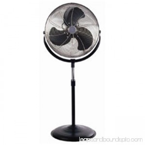 18 in. Stand Fan Industrial Chrome Grill - Black -