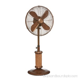 50 Copper Finished Nautical Inspired Metal Oscillating 3-Speed Outdoor Pedestal Fan