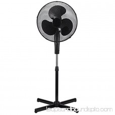 Black 16 High Velocity Standing Floor Fan with 3-Speed Oscillation and Adjustable Height 556259783