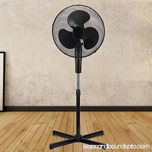 Black 16 High Velocity Standing Floor Fan with 3-Speed Oscillation and Adjustable Height 556259783