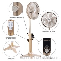 Fantask 10'' Pedestal Fan 7 Blades 24-Speed 3 Mode Height Adjustable Remote Control Gold   