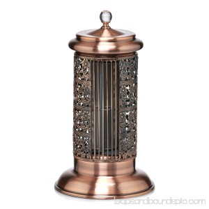 14” Antiqued Copper Bellevue Floral Ornate Metal Tower Fan