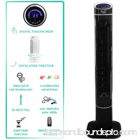 Vie Air 50 Luxury Digital 3 Speed High Velocity Tower Fan with Fresh Air Ionizer and Remote Control in Sleek Black 569128066