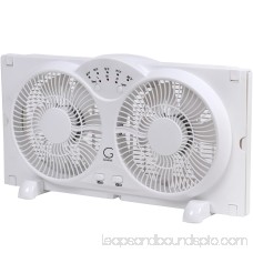 Genesis Twin Window Fan with 9 Inch Blades, High Velocity Reversible AirFlow Fan, LED Indicator Lights Adjustable Thermostat & Max Cool Technology, ETL Certified 569820439