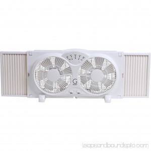 Genesis Twin Window Fan with 9 Inch Blades, High Velocity Reversible AirFlow Fan, LED Indicator Lights Adjustable Thermostat & Max Cool Technology, ETL Certified 569820439